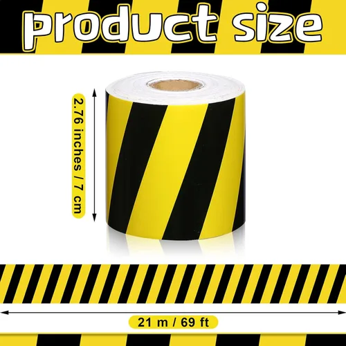 Vista 2 de Outus Bordes de tablero de anuncios con temática de construcción de 68 pies, decoración de aula de regreso a clases, rayas amarillas, borde