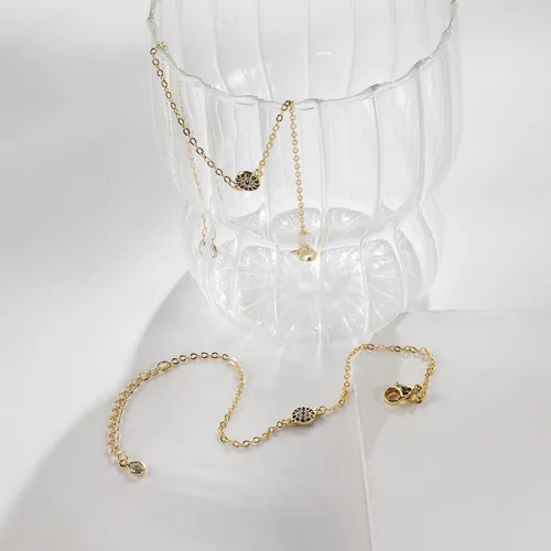 Vista 6 de HLJEO Pulseras de oro para mujer, pulseras de oro de 14 quilates, pulsera de perlas brillantes, pulseras de cuentas trenzadas, pulseras ajustables