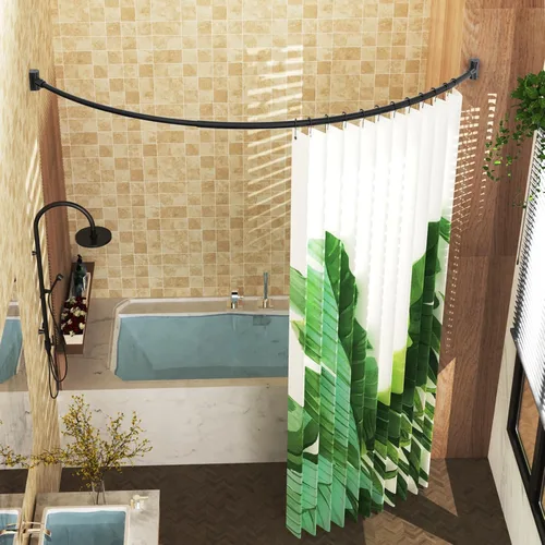 Vista 7 de Barra de cortina de ducha curvada para baño 38-72 pulgadas, longitud ajustable, barra de ducha curvada, espesor de 0,9 mm, barras de cortina