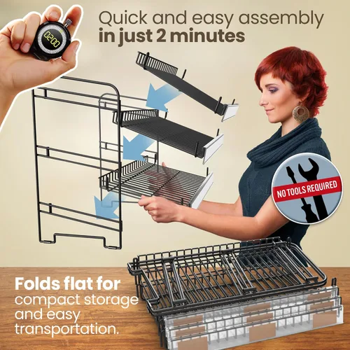 Vista 7 de DS THE DISPLAY STORE Estante de exhibición negro de 3 niveles para caramelos: exhibición de chips para vendedores de aperitivos, camiones de comida