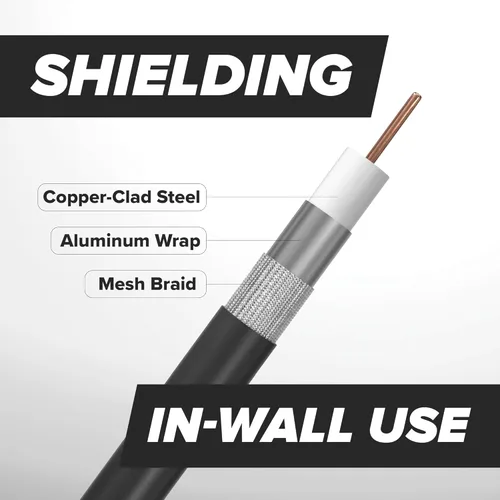 Vista 4 de Cable coaxial THE CIMPLE CO, 1 pie, para interior/exterior, Internet de alta velocidad, extensión para satélite, RG6, coaxial de doble blindaje