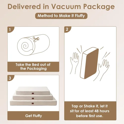 Vista 5 de EHEYCIGA Camas ortopédicas para perros grandes con funda extraíble lavable para jaula, camello, 35 x 23 pulgadas