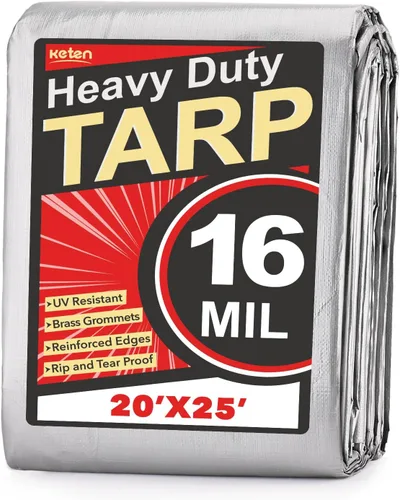 Vista 11 de Keten Tarps Lona resistente impermeable de 3 x 18 pies, 10 mil de grosor - Lona de polietileno multiusos resistente a desgarros y a la decoloración