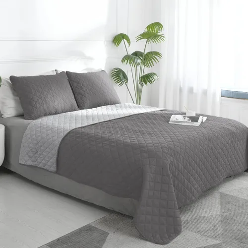 Vista 44 de Easy-Going - Juego de colcha reversible con 2 fundas de almohada, tamaño matrimonial/queen, colcha suave, resistente al agua y a las manchas