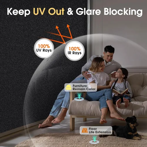 Vista 3 de Coavas Película opaca de privacidad para ventana, total 100% bloqueo de luz, oscurecimiento de habitación, tinte de ventana para el hogar