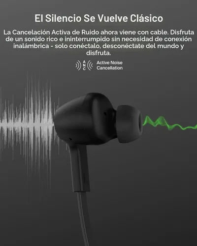 Vista 3 de Belkin SoundForm Active Auriculares con Cancelación Activa de Ruido Cableados con Conector USB C, Clasificación IPX5, Auriculares Intrauditivos