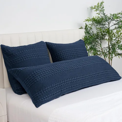 Vista 224 de PHF - Fundas de almohada 100% algodón con tejido gofre europeo, 26 x 26 pulgadas, 2 unidades para decoración elegante del hogar, para cama, sin