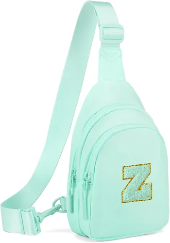 Vista 114 de Viverte Pequeña bolsa con inicial para niñas y mujeres, bonita cangurera cruzada de regalo