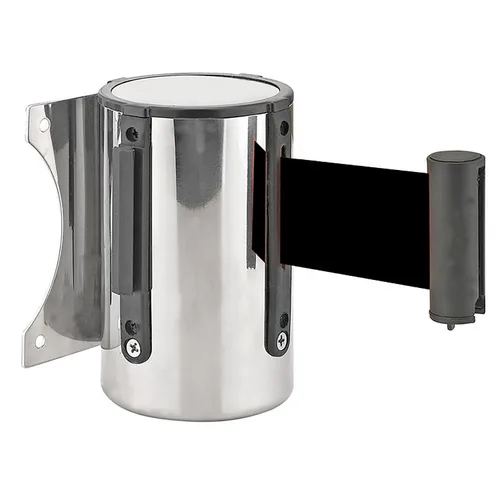 FixtureDisplays® Poste de barrera de cola Stanchion Cinta retráctil para montaje en pared, cinturón de 16 pies, negro 12004-8-NEGRO 12004-8-NEGRO