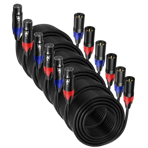 Vista 10 de Paquete de 6 cables XLR macho a hembra de 3.3 pies macho a hembra, cable de micrófono equilibrado profesional XLR macho a hembra, cable de extensión