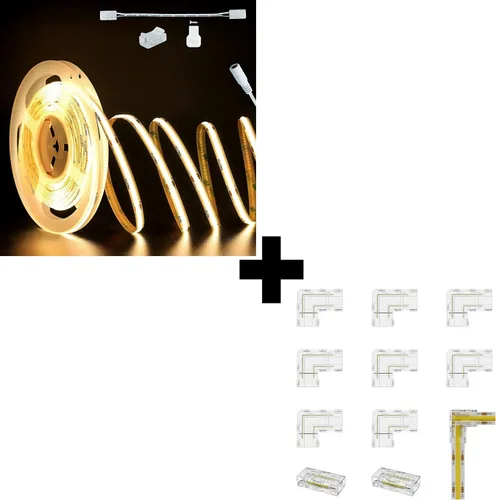 PAUTIX COB LED Strip Lights 32.8ft/10m Warm White 2700K 504LEDs/m,9600lm Flexible CRI90+ LED Tape Super Bright, DC24V for Cabinet Home DIY Lighting