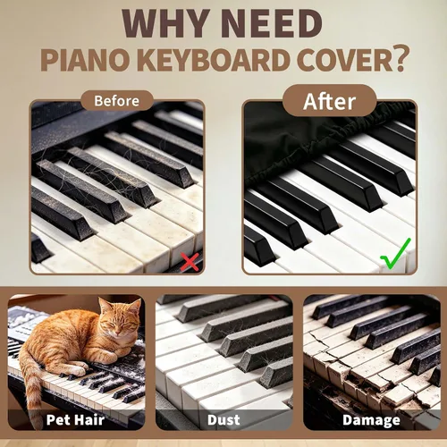 Vista 2 de Cubierta antipolvo para teclado de piano de 76 teclas, suave seda de leche elástica, cubierta de teclado electrónico, accesorios de piano a prueba
