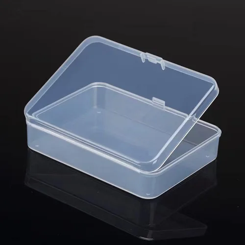 Vista 4 de Paquete de 4 Cajas de Almacenamiento Rectangulares de Plástico con Tapa con Bisagras para Cuentas y Manualidades, Estuche para Tarjetas, Caja