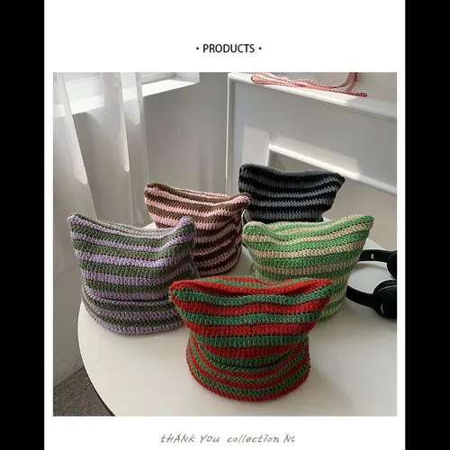 Vista 5 de Lindo gorro de punto para mujer, suéter de lana cálida para otoño e invierno con protección para orejas de gato