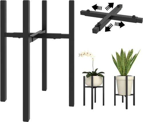 Soporte ajustable para plantas para interiores y exteriores, soporte de metal para plantas de 9 a 15 pulgadas, soporte para macetas de piso moderno