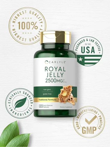 Vista 5 de Carlyle Royal Jelly Capsule 2500 mg 120 unidades Fórmula sin OMG y sin gluten Suplemento tradicional
