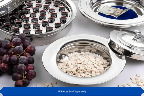 Vista 5 de Bandeja de pan - Bandejas de comunión premium plateadas para iglesias Juego de comunión de acero inoxidable, suministros