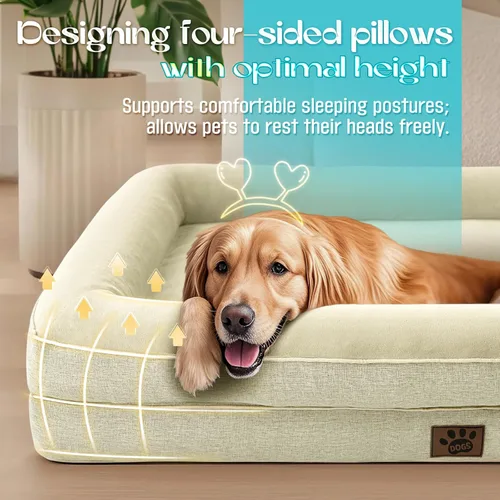 Vista 2 de Camas impermeables de espuma viscoelástica para perros extra grandes, camas ortopédicas antideslizantes y lavables para mascotas con funda extraíble