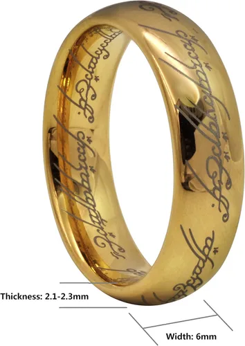 Vista 3 de Anillo mágico chapado en oro de carburo de tungsteno para hombres y mujeres, ajuste cómodo, tamaño 4 a 16