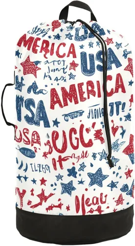 Vista 51 de Mochila de lavandería con hojas de estilo bohemio beige con correas ajustables para el hombro, bolsa de lavandería sucia para viajes, campamento