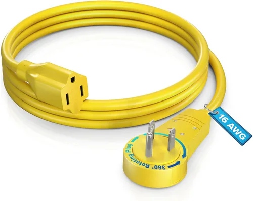 Vista 12 de Maximm Cable de extensión de enchufe plano giratorio de 360° de 0.5 pies, cable de alimentación de 3 clavijas, cable de alimentación de 16 Awg