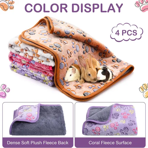 Vista 7 de Panelee 4 mantas impermeables para perros, lavables, con estampado de patas de cachorro, para mascotas pequeñas y medianas y gatos, tapete de dormir