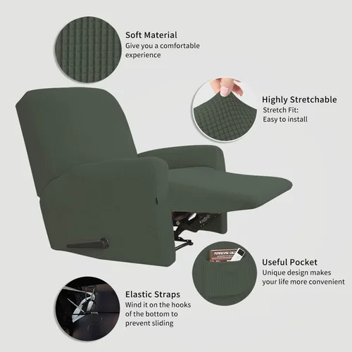 Vista 579 de Easy-Going - Funda protectora elástica para sofá reclinable, 8 piezas, protector de muebles, sofá suave con parte inferior elástica, tela jacquard