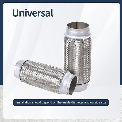 Vista 5 de Tubo flexible de escape de acero inoxidable, doble trenza de 2.5 pulgadas x 8 pulgadas con extremos de 8 pulgadas de largo