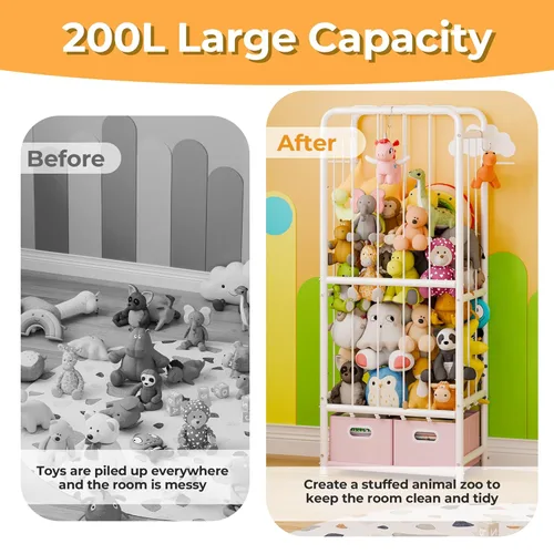 Vista 6 de GRANNY SAYS Organizador de almacenamiento multiusos con 2 contenedores, solución de almacenamiento vertical con bandas elásticas y ganchos