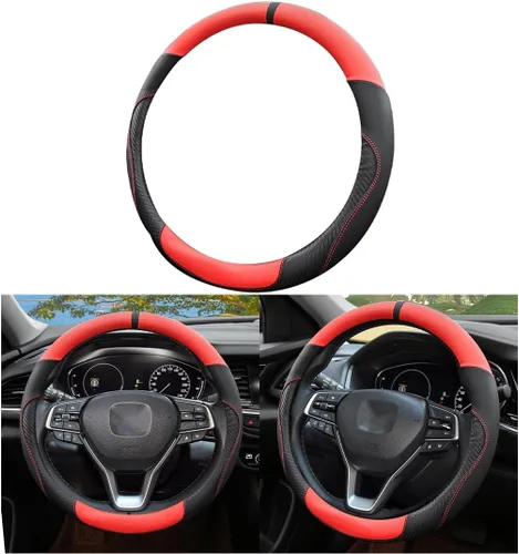 Vista 7 de Mandark Funda para volante de automóvil, de piel de microfibra antideslizante de 15 pulgadas, protector de volante de vehículo, accesorios