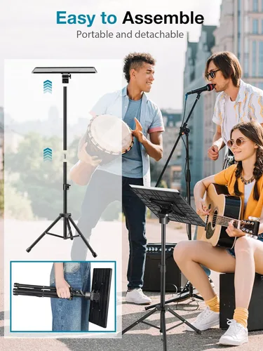 Vista 6 de InnoGear Soporte de trípode para proyector, soporte plegable para laptop, soporte para equipo de DJ, soporte de trípode plegable, altura ajustable