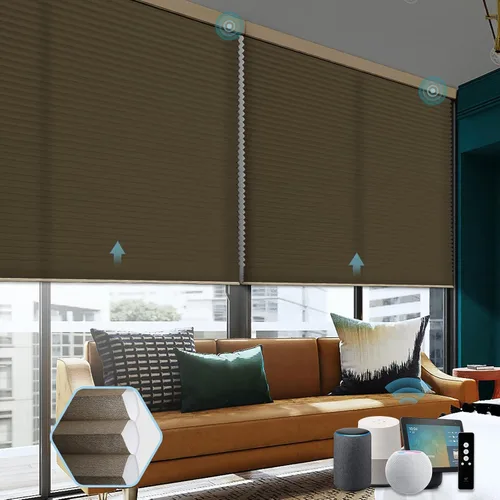 Vista 16 de SmartWings Persianas celulares motorizadas, persianas de panal compatibles con Zigbee/Alexa/Z-Wave/Homekit, control remoto inalámbrico para hogar
