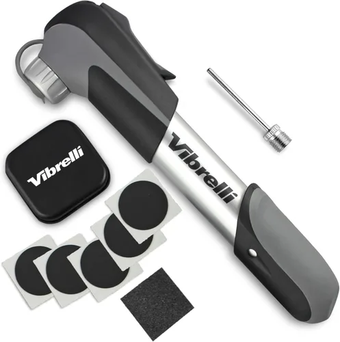 Vibrelli Mini Bike Pump - Presta & Schrader Bicycle Pump - 120 PSI Tire Pump for Road & MTB - No Valve Changing Needed