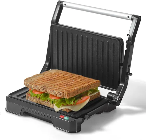 UVFAST Mini Prensa para Panini y Parrilla Sandwichera Eléctrica 3 en 1, Prensa para Panini y Parrilla Sandwichera, Abre 180 Grados para Parrilla