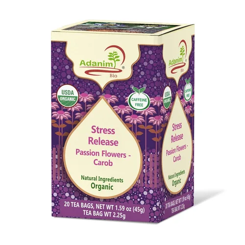 Vista 7 de Adanim Bio Té de hierbas orgánico de algarroba de pasiflora Te De Pasiflora Bolsas de té de pasiflora natural natural sin cafeína, 40 bolsas de té