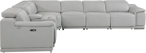 Vista 197 de BlackJack Furniture Venice - Sofá modular de cuero italiano de grano superior de 5 piezas con 3 reclinables eléctricos, reposacabezas ajustable