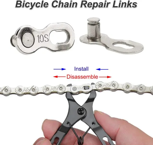 Vista 5 de Kit de herramientas de reparación de cadena de bicicleta, alicates de eslabones de bicicleta con 5 pares de eslabones rápidos para cadena