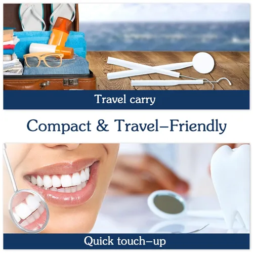 Vista 6 de Juego de herramientas dentales de 3 piezas, kit de limpieza profesional de plástico desechable para higiene dental, incluye espejo dental, sonda