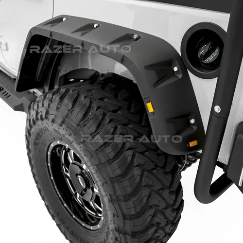Vista 6 de Rock Crawler - Estilo de bolsillo con acabado negro liso, remache delantero+trasero, 4 guardabarros con 10 luces LED laterales (negro suave)