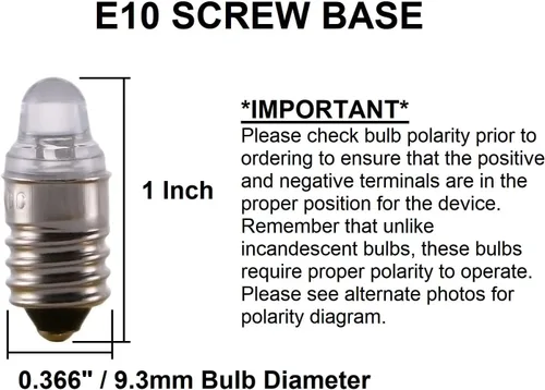 Vista 2 de Sci-Supply Bombillas LED en miniatura, mini lámparas de 3 voltios, blanco frío, bombillas LED pequeñas E10, paquete de 5