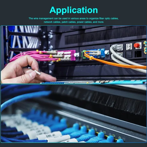 Vista 5 de PATIKIL Brush Cable Manager 1U, 19 pulgadas, paquete de 2 paneles horizontales de gestión de cables para rack de servidores de red