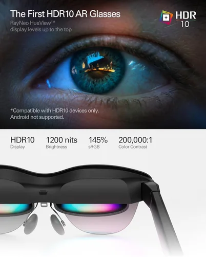 Vista 2 de RayNeo Gafas Air 4 Pro AR/XR – Pantalla de video HDR10 de 201 pulgadas, chip Vision 4000, audio de Bang & Olufsen, películas 3D y gafas inteligentes
