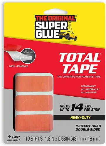 Super Glue, Rollo de cinta total, fuerte adhesivo de construcción para interiores y exteriores, soporta 300 libras por rollo, unión permanente, para