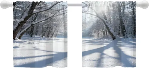 Vista 46 de Shrahala Abstract Colorful Tier Curtains for Kitchen Windows, Modern Ative Cafe Curtain Multilayer Polyester Blackout Half Valances for Windows 2