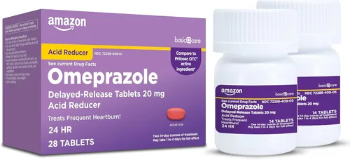 Vista 7 de Amazon Basic Care - Omeprazol, tabletas de liberación retardada de 20 mg, trata la acidez estomacal frecuente, reductor de ácido, medicina