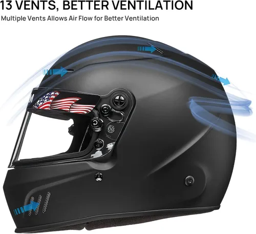 Vista 6 de ILM Snell SA2025 - Casco de carreras de coche de cara completa para hombres y mujeres, modelo 760 (negro mate, S)