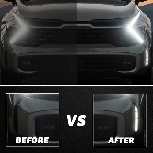 Vista 5 de Switchback Luz antiniebla LED blanca/ámbar para parachoques delantero DRL con función de señal de giro secuencial ámbar Compatible con Kia Sportage