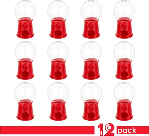 Vista 3 de Hammont Gumball - Cajas de dulces acrílicas con forma de máquina, paquete de 12, 3.5 x 2 pulgadas, perfectas para bodas, cumpleaños, recuerdos