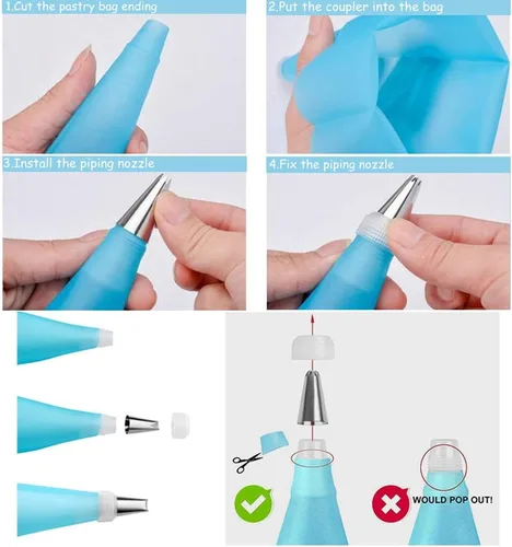 Vista 4 de El kit de suministros para decoración y horneado de tartas incluye puntas de glaseado para cupcakes con bolsa de pastelería