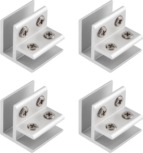 Vista 27 de INCREWAY Abrazadera de vidrio, paquete de 4 soportes ajustables de aleación de aluminio de doble cara para estante de vidrio, soporte de abrazadera